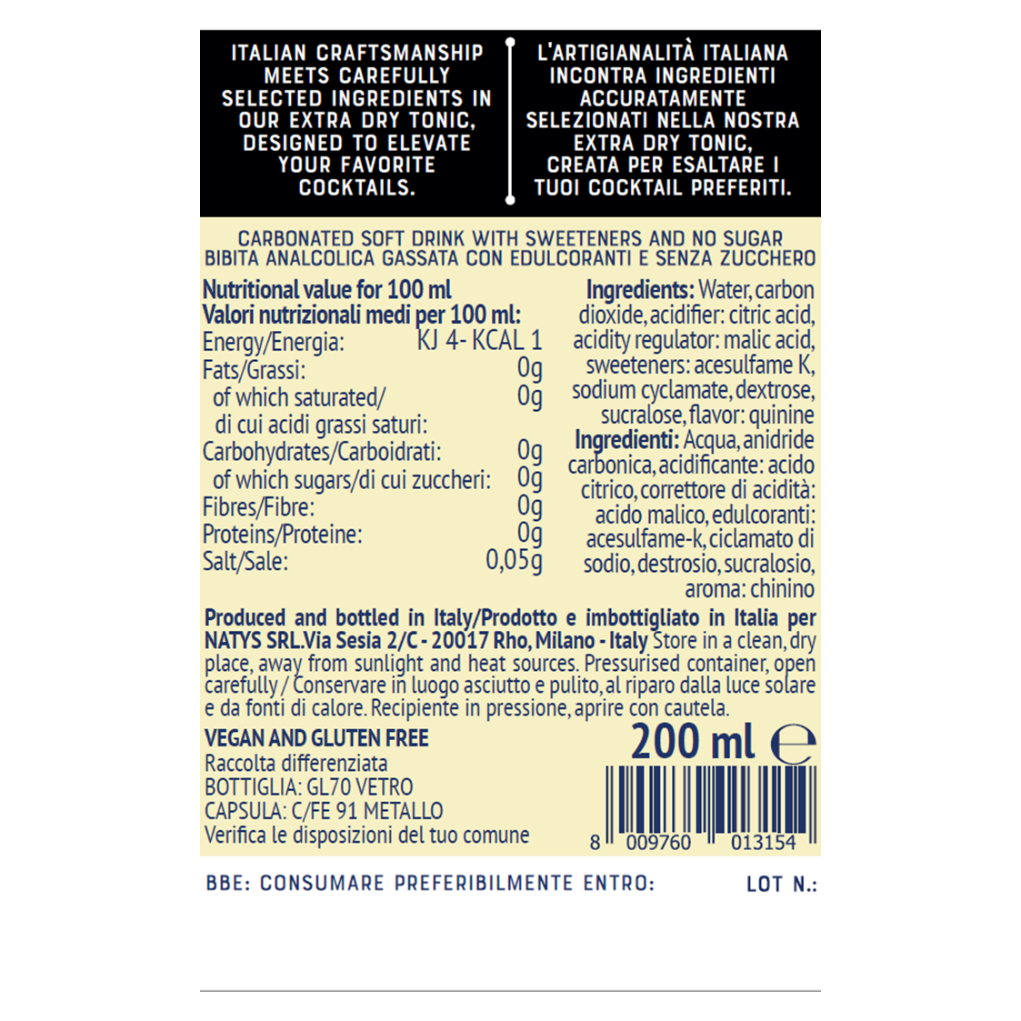 Extra Dry Tonic Water